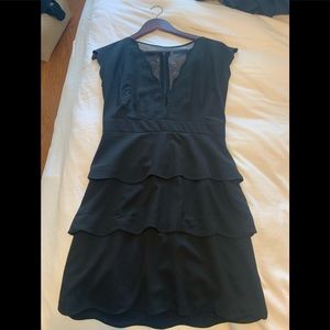 Black mini dress with mesh front